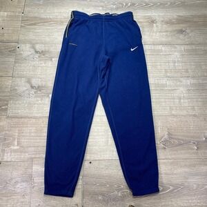 Vintage Nike Pants Mens Medium Blue Therma-Fit Fleece Sweatpants Athletic 90s